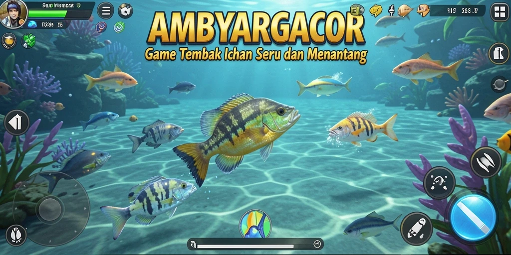Tangkapan layar gameplay menarik dari AMBYARGACOR dengan aksi Tembak Ikan.