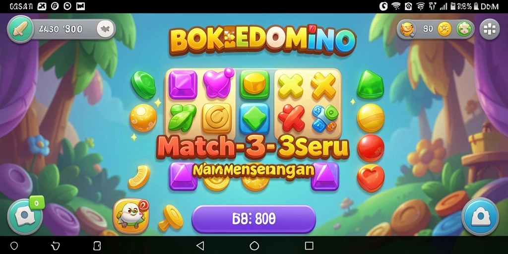 Tangkapan layar dari gameplay BOKEDOMINO yang seru dan penuh warna.