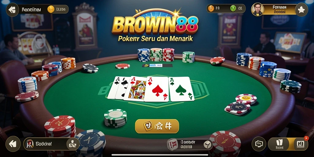 Tampilan gameplay poker yang seru di BROWIN88.