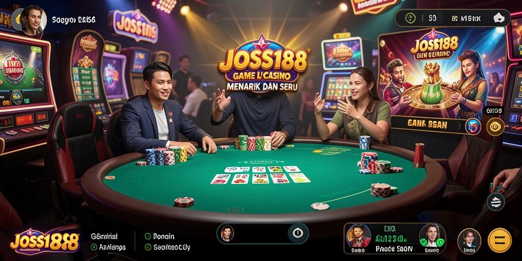 Screenshot utama JOSS188 menampilkan dealer langsung dalam permainan Live Casino.